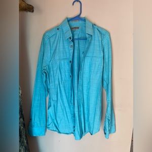Mens Long sleeve Express button down dress shirt, medium Fitted